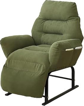 Reclining Chair, One Seat, Recliner Chair, With Handrail, Load Capacity 396.9 lbs 180 kg, Backrest, Armrest, Footrest, 5 Adjustable Levels, Stylish, Sleeping Chair, Living Alone, Lunch Break, Assembly Green