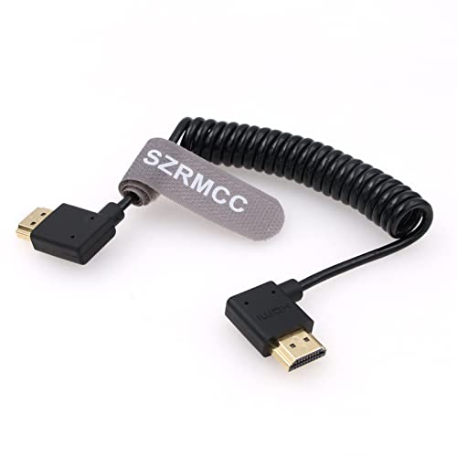 SZRMCC 8k 2.1 HDMI to HDMI Ultra High Speed Coiled Braided Cable for Z Cam E2 Sony FX6 FX9 Canon EOS C70 C300 Portkeys BM5 Atomos Ninjav V Shogun Monitor Left Right Angle - Image 2