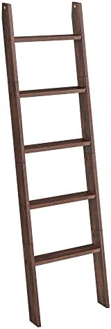 VASAGLE Decorative Blanket Ladder Farmhouse – for The Living Room, 5-Tier Ladder Shelf, Ladder Rack for Storage and Decor, Rustic Burgundy Color ULLS018T51