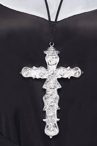 Smiffys Pendentif croix ornée, argent, avec fil noir Cover