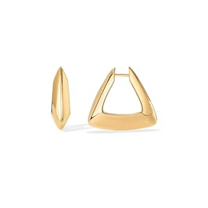 PAVOI 14K Gold Plated Hoops and Triangle Geo Design Earrings – Stylish and Trendy Hoop Jewelry for Women