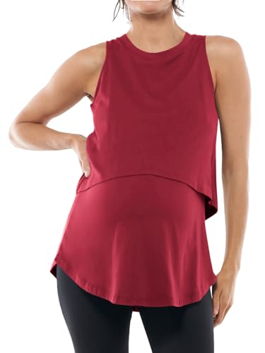 Image of Tankaneo Womens Summer Maternity Nursing Tank Tops Sleeveless Double Layer Breastfeeding Shirt Pregnancy Clothes