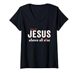 Mujer Jesús por encima de todo 1 Juan 1:7 Camiseta Cuello V