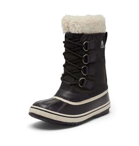 SOREL Women's Winter Carnival Waterproof Boot - Black, Stone - 7.5