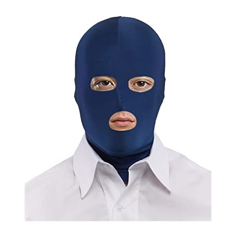 Lifup Rollenspiel Maske Spandex Kopfmaske Kostüm für Halloween Masquerade Offene Mund und Augen Navy Blau Cover