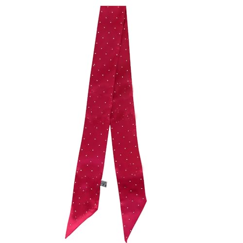 Rhinestone Embellished Long Neckerchief Solid Color Skinny Scarf Ribbon Neck Choker Handbag Wrap Handle Belt