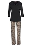 s.Oliver Damen Fashion Dreams Pyjamaset, Schwarz/Beige, 32-34