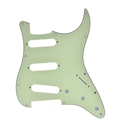 Dopro 11 agujeros Vintage 62 Strat ST SSS solo Coil Pastillas Guitarras Golpeador Rascador Placa con tornillos para American Fender 62 Stratocaster Verde menta 3 capas