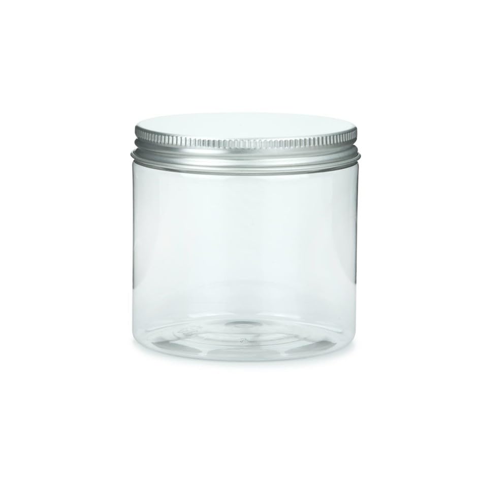 SHOBI Contenitori Alimentari in Polietilene con Coperchio in Alluminio, Barattoli in Plastica Ricaricabili Ermetici per Alimenti con Tappi a Vite (24, 250 ml)