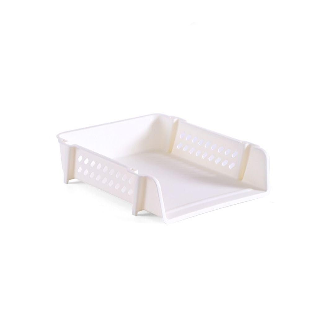 FZL02068LM Paper Organizers Desktop Organizer Stackable File Rack Papers A4 Storage Tray Office Trays(White)