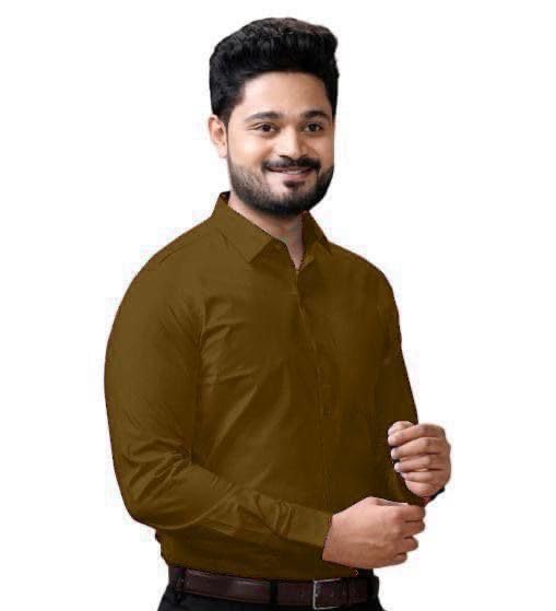 Image of Men's Casual Cotton Blend Shirt | Regular Fit | Full Sleeve | Solid Design