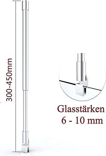 Shower Door Glass Support Bar,Wall To Glass Support Arm For Fixing Frameless Shower Glass Panels,Suitable For 6-10 Mm Thick Glass(Round) (300×450Mm) #TOP5