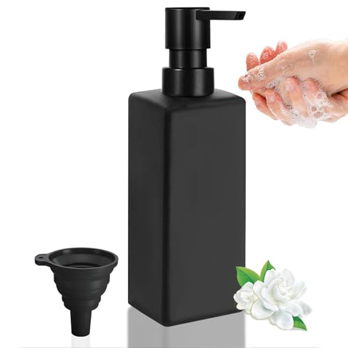 Guokanfly 350ml Black Soap Dispenser Glass Shower Gel Dispenser Bathroom