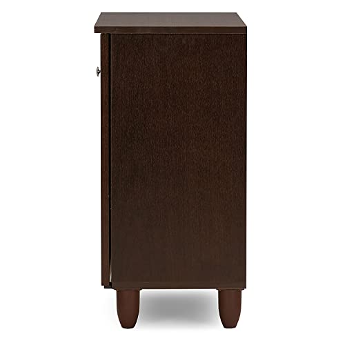 Baxton Studio Winda 2-Door Shoe Storage Cabinet, Dark Brown