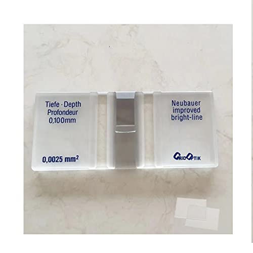 Cell Counting Chamber,Improved Neubauer Hemocytometer with Bright Line and 2 pcs Cover Glass