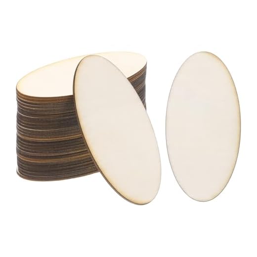 PATIKIL 40x20x1.7mm Wood Pieces 30 Pack Unfinished Oval Wood Shapes Blank | Wooden Cutouts Ornaments Natural for Christmas Party Craft Projects