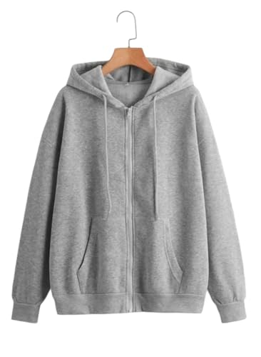 Image of Rabboni Women's Solid Zip-Up Hoodie Jacket | Full Sleeve Hooded Sweatshirt with Kangaroo Pockets | Casual Winter Wear Hoodie for Women