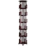6 Tier Bamboo Round Revolving Vertical Book Shelf Vertical Rotate Turning Spiral Corner Organizer for Small Space Home Office Living Room