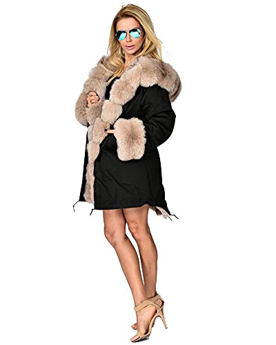 Women's Faux Fur Lined Coat Hooded Warm Winter Outwear Thicken Jackets Parka Long Cardigan3