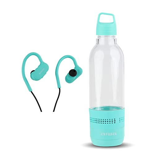 Aiwa Water Bottle with Speaker and Earphone Bundle - 400ml...