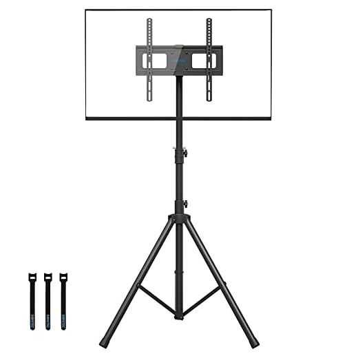BONTEC Stativ TV-stativ för de flesta 32–60 tum platt och böjd plasma/LCD/LED-skärmar, bärbart hem display golv TV-stativ svängbar lutningshöjd justerbar med fästfäste håller upp till 45 kg Max VESA 400 x 400 mm