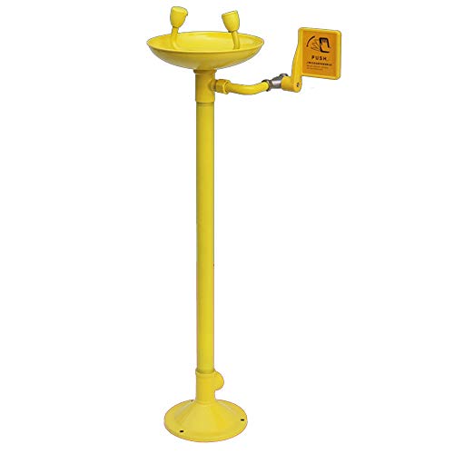 Huanyu Stand-up Eye Wash Station Emergency Eyewash 304 Stainless Steel with ABS Anti-Corrosion Coating 80 Mesh Gauze 12-18L/min (Standard Type)