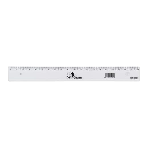 JOLLY Standard-Lineal, 20 cm, transparent, stabil, aus Kunststoff, für Schule, Rechnen, Zeichnen, Schreiben, ideal für Etui, Schultasche, Unterricht