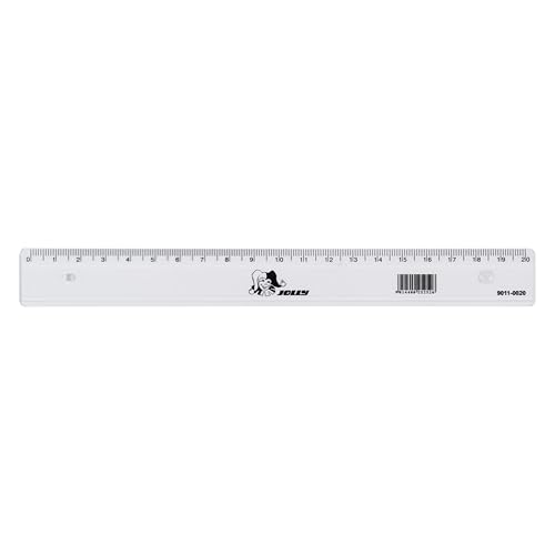 JOLLY Standard-Lineal 20cm transparent stabil aus Kunststoff für Schule Rechnen Zeichnen Schreiben ideal für Etui Schultasche Unterricht