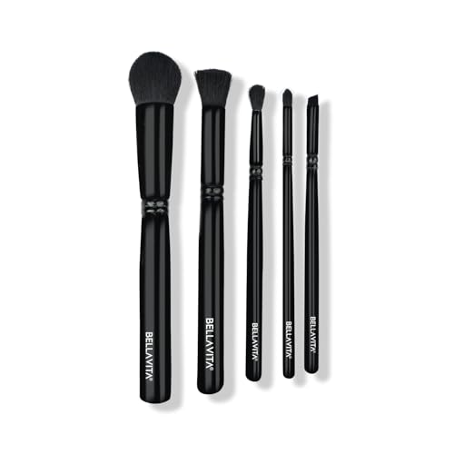 BELLAVITA Makeup Brushes Set of 5 | Premium Easy To Hold & Precise Application For Face, Eyes & Brows | Soft Bristles | Makeup Brushes with Pouch | Makeup Brush Set Professional