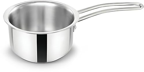 Image of Classic Essentials Triply Stainless Steel Saucepan (16cm, 1500ml) | Stove & Induction Cookware | Heat Surround Cooking | Easy Grip Handles | Steel Tea & Milk Pan with Handle | Steel Patila