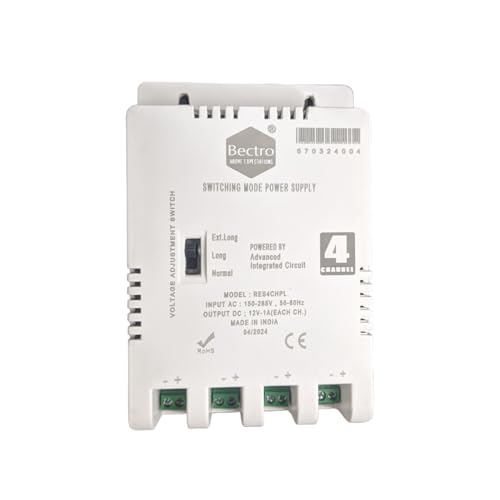 Image of Bectro Security Camera's CCTV Power Supply for 4 Channel (12V 5 Amp) SMPS (Switch Mode Power Supply) with Voltage Booster Technology