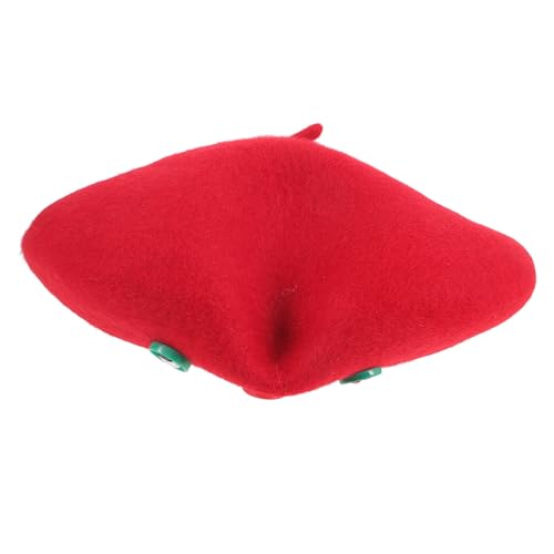 BESTYASH Stylish Warm Beret Hat for Ladies Cozy Aesthetic for Christmas Parties and Year Celebrations Red