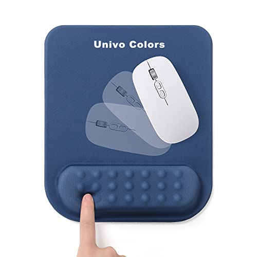 UnivoColors Superfine Fiber Soft Memory Foam Ergonomic Mouse Pad with Wrist Rest Support, Comfortable Large Navy Blue Mousepad with Non-Slip Base for Computer, Gaming, Office, etc MP_Navy Mo