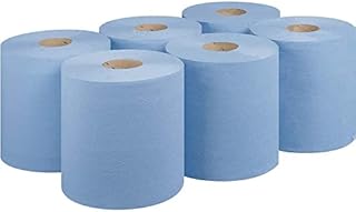 Cleanux Centrefeed Rolls, 2 Ply 6 Pack Paper Towels, Tissue Paper, Wipe Away, Commercial & Kitchen Use, 100% Recyclable (Blue)