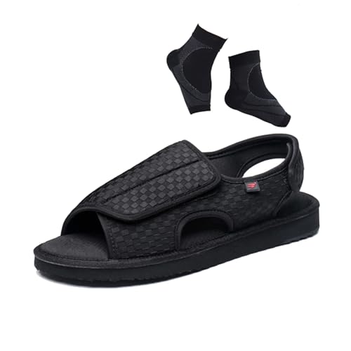 Men's Summer Open Toe Fattening and Widening Breathable Adjustable Diabetic Sandals, Casual Non-slip Orthotic Plantar Fasciitis Shoes, Easy on, for Diabetics Pain Relief, Swollen Feet