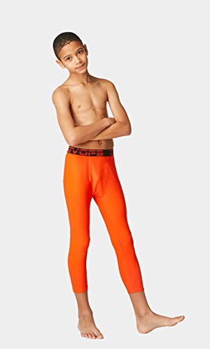 Devops Boys 2-Pack 3/4 Compression Tights Sport Leggings Pants (Small, Black/Orange) #TOP1