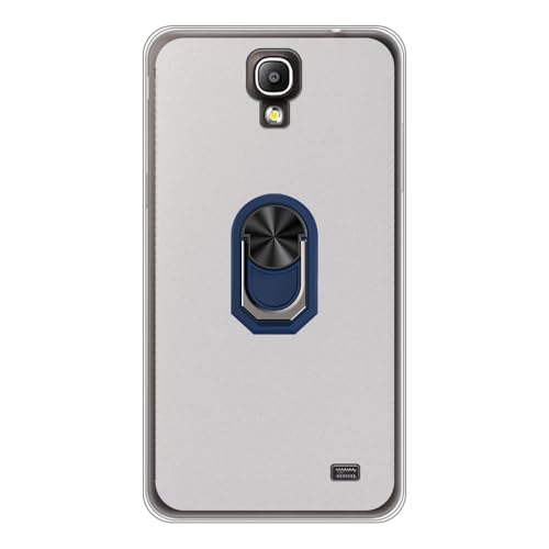 UOGNADGD Flexible Case + Ring Holder Compatible with Samsung Galaxy Mega 2 G750F G7508 Phone Shockproof Cover & Magnetic Mecha Style Finger Grip Kickstand (White+BlueRing)