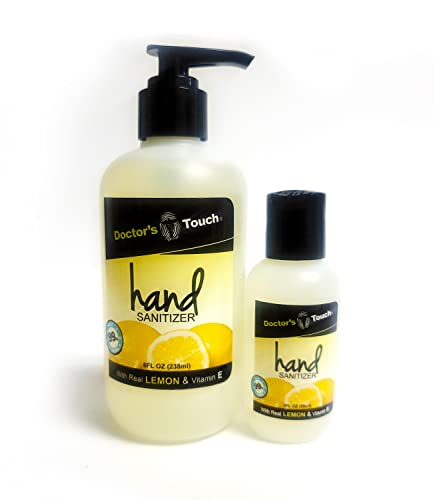 Doctor’s Touch Hand Sanitizer With Real Lemon Vitamin E And Aloe Vera – 99% Effective Against Germs – 70% Alcohol – Antibacterial – Leaves Hands Clean, Soft And Moisturized (8 & 2oz, 1)