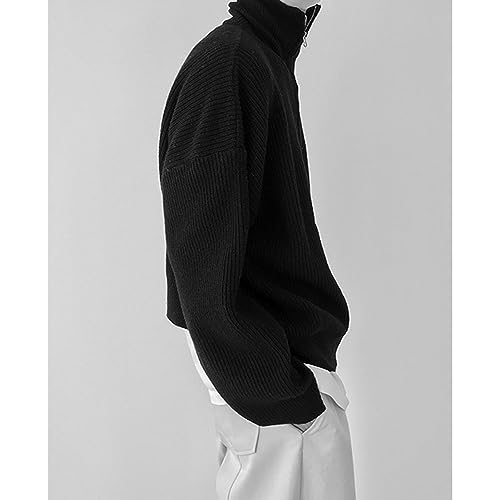 Men's Full Zip Cardigan Sweaters Casual Stand Collar Cardigan Outwear Lightweight Slim Fit Knitted Ribbed Sweater4