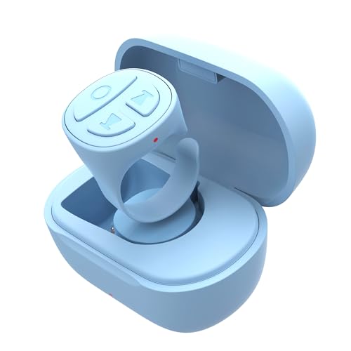 Image of TikTok Scrolling Ring, Bluetooth Camera Remote Control, Scrolling Ring Remote for iPhone TIK Tok Facebook YouTube Instagram Android Phone, Auto Tapper for TikTok Live (Blue)