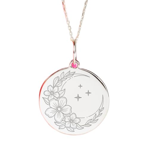 Collar de luna y flores en plata 925 de 45 cm LKBEADS para hombre y mujer