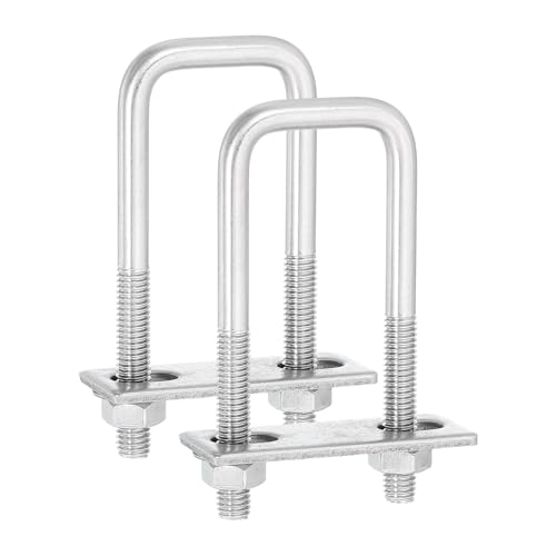 uxcell 2Sets 304 Stainless Steel Square U-Bolts, 1.46" (37mm) Inner Width 3.35" (85mm) Length M8 with Nuts, Frame Plate, Gasket for Automobiles Trailer, Ski Boat, Fishing Boat, Pipelines