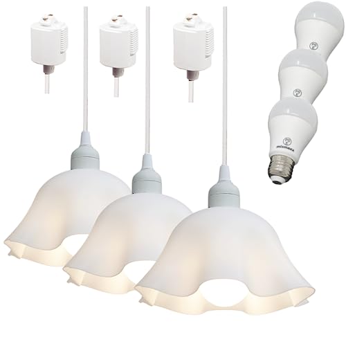 KOZUMI照明 LED ペンダントライト 8畳 洋風 和風 吊り下げ灯 レトロ 照明器具 ダクトレール式 天井 レール照明 おしゃれ 北欧 ダイニング 天井 照明 口金E26 カフェ リビング照明 ダイニング ホワイト 直径23cm 3個セット 調色LE