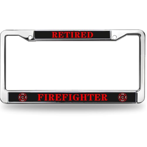 Image of Retired Firefighter Pride Weather-Proof License Plate Frame Firefighter Faith License Plate Frame for Family Members