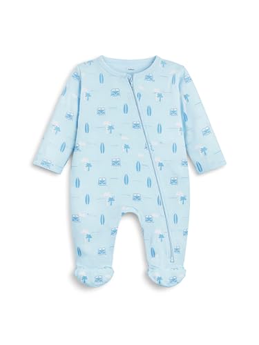 Image of Kidbea Organic Cotton Unisex Baby Romper Soft Breathable Full Sleeve Zipper Footed Bodysuit for Newborn & Infant Kids Sleepwear