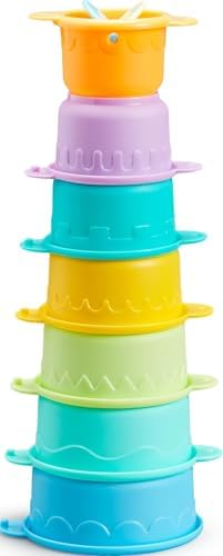 Munchkin Connect-A-Cup Bath Toy, Stacking and Straining Cups for Baby and Toddler