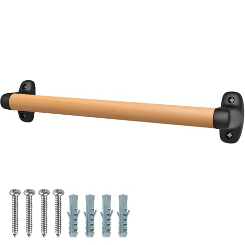 Image of SELEWARE 24 inch Playground Safety Handle Wood Kids Playground Grab Handles Grip Handle Handrail Playset Handles for Playhouse, Treehouse, Solid Beech Wood with Plastic Brackets for Indoor Outdoor use