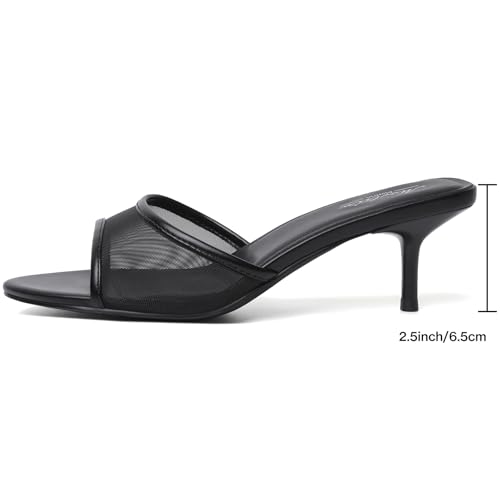 Image of Mostrin Kitten Heels for Women Pointed Toe Vintage Mules Heels Sexy Slip on Stiletto Backless Sandals for Party Wedding Daily