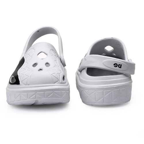 Image of Deer Rock Unisex Black & White Chunky Sole Clogs | Lightweight EVA Slip-On Sandals with Breathable Cut-Out Design & Adjustable Heel Strap
