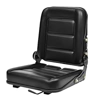 Traktorsitz Gabelstaplersitz Universal mit Verstellbarem Rückenlehne Mikroschalter Gleitschiene, Sitz für Landwirtschaftsfahrzeuge, Kunstleder Sitz für Rasentraktor Bagger (Schwarz, 15.5x15x19in)